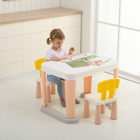 Feelbaby Table de bureau et chaise en plastique de dessin animé moderne réglable ensemble 5 ensembles pour enfants et bébés pour chambre ou étude en plein air