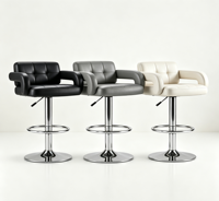 Chaise de bar pivotante à hauteur réglable avec accoudoirs et dossier en cuir PU, base métallique, pour usage commercial et domestique, tabouret de comptoir de bar, vente en gros