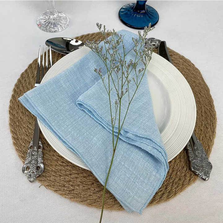 Premium Handmade Cotton Napkin Embroidered Custom Logo Reusable Home Airplane Dining Party Perfect Premium Cloth Napkins