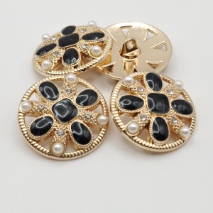 17.5/20/22.5/25Mm Pha Lê Ngọc Trai Thạch Nút Trang Trí Phụ Kiện May Mặc Men Kim Loại Vàng Thời Trang Nút - Product Image 6