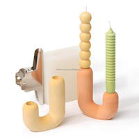 Porte-bougies en forme de U, moules en Silicone, décoration de la maison, Table à manger, ciment, bougie, bâton, moule