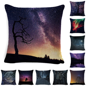 Cojines de sofá de estilo nórdico, cojines de cabecera de cama de estilo lujoso y ligero para sala de estar, fundas de cojín de lino con diseño de paisaje espacial. - Product Image 1