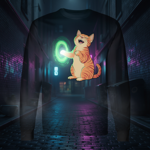 Maglietta a maniche lunghe Naughty Cat With Portal, unisex, taglia media per adulti - Product Image 3