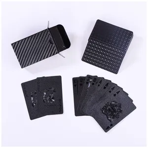 full Black full gold Foil Plated PET grid laser poker playing cards plastic smooth texture and easy to shuffle cards poker