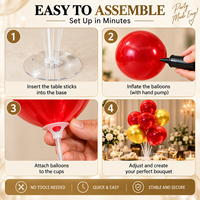 Kit de décoration de table en gros avec colonne de ballons confettis rouges et dorés en latex pour le Nouvel An, les anniversaires et les mariages