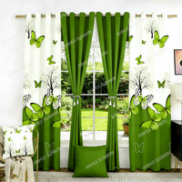 Ensemble de 7 rideaux prêts à être expédiés avec housses de coussin, design américain, imprimé floral, 100% polyester, rideaux occultants à œillets