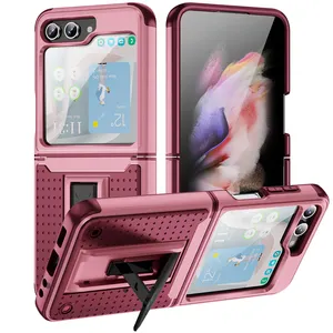 Capa para celular Android PC Capa para celular TPU de choque com suporte Z Flip 5 dobrável protetor liso para celular