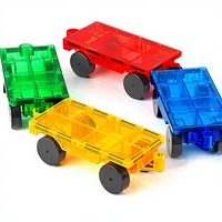 Jeu de base de roues transparentes pour accessoires de voiture en tuiles magnétiques avec jouet en tuiles magnétiques pour enfants