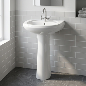 Indian Ceramic Rectangular Pedestal Wash Basin Hand Wash Sink Sanitary Ware for Hotel Home Bathroom Use - Product Image 1