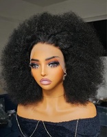 Perruques Afro Bouclées Kinky en Cheveux Humains, Courtes, Style Bob Brésilien, avec Dentelle Frontale HD, Perruque Naturelle en Cheveux Humains pour Femmes