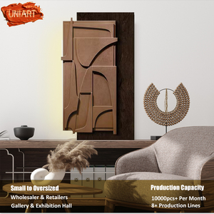 UNIART Sculpture Murale Verticale en Grès à Effet 3D Wabi Sabi, Art Lumineux LED Géométrique Minimaliste pour Décoration Intérieure - Product Image 4