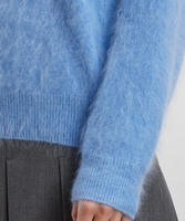 Pull en maille personnalisé FNJIA 2025, laine mohair martre, respirant, anti-rides, couleur unie, avec pompon, pour femme