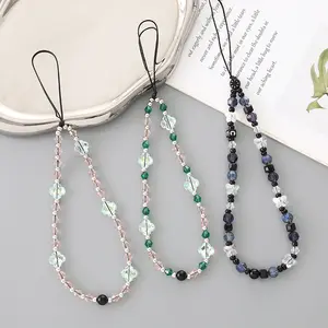 Luxury Girly Fashion Beauty Bead Phone Chains For Mobile Cell Phone Case Strap Lanyard String Key Chain Cute Girls Phone Charms