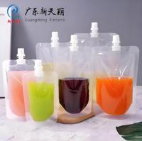 Pochette en plastique transparente pour boissons et jus, réutilisable, avec bec verseur, emballage liquide, pochette debout avec logo personnalisé