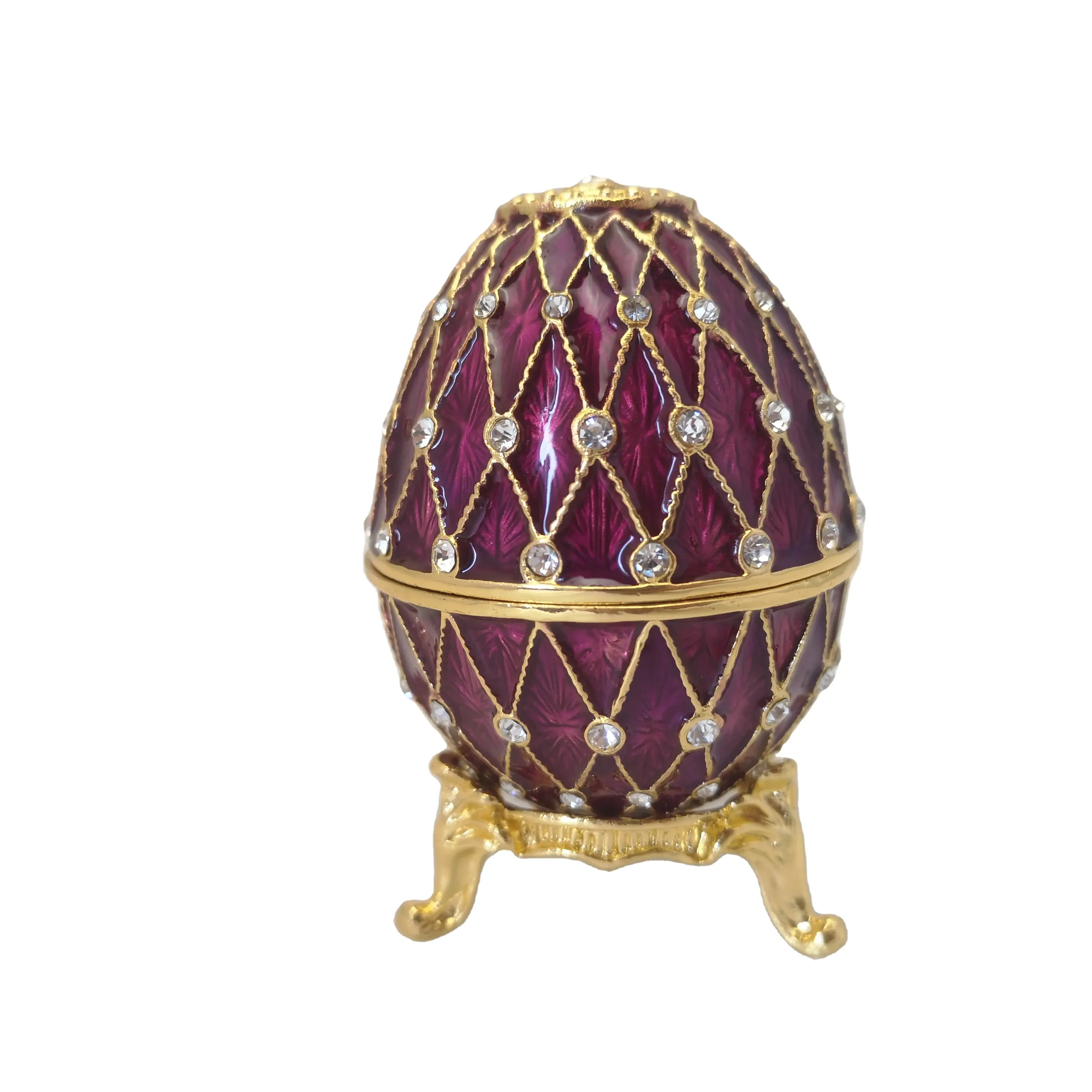 Caja de joyería para decoración del hogar, joyería con diamantes de imitación y esmalte chapado en oro, estilo EW, 2023