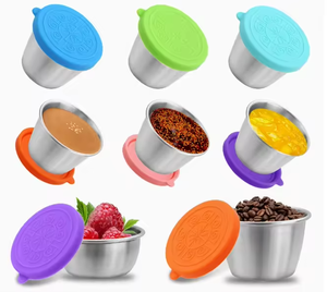Contenedor de Silicona para Aderezos con Taza de Acero Inoxidable para Salsas, Aderezos y Condimentos, Almacenamiento y Conservación de Alimentos - Product Image 1