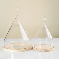 Plateau en bois avec support à gâteau en verre conique, écologique et réutilisable pour les repas en famille
