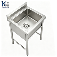 Évier de cuisine commercial à cuve unique en acier inoxydable à réduction de bruit, disponible en stock