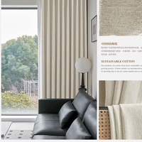 Voilages et cantonnières intégrés haut de gamme, modernes et minimalistes, style crème, en coton et lin, à double face, avec ouverture supérieure en corde, pour toutes les saisons