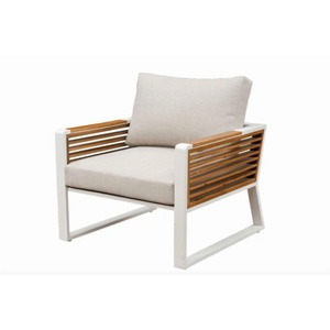 Modern Luxury Outdoor Aluminum & Acacia Wood 4-Piece Patio <b>Sofa</b> <b>Set</b> with Cushions for Resort, Garden & Hotel - Product Image 3