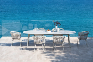 Mesa <span class=keywords><strong>de</strong></span> comedor elíptica <span class=keywords><strong>de</strong></span> diseño simple moderno, muebles <span class=keywords><strong>de</strong></span> jardín para exteriores, mesa <span class=keywords><strong>de</strong></span> centro grande para cafetería - Product Image 4