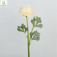 2 Tangkai Bunga Ranunculus Sentuhan Asli Buatan Warna Putih Pink untuk Dekorasi Meja dan Luar Ruangan