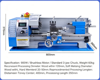 Mini Tour CNC WM210V 900W Horizontal à Vitesse Variable avec Moteur Brushless, Usage Domestique, Métal, Manuel, Résistant à l'Usure