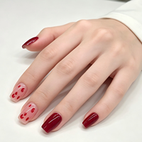 Vente en gros de faux ongles en ABS personnalisés, motif léopard rouge, forme carrée courte, pré-conçus, qualité salon, 24 pièces