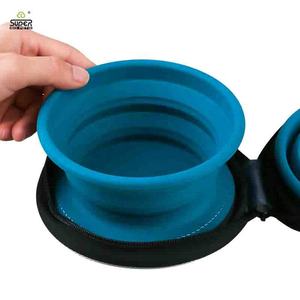 Mangkuk anjing lipat perjalanan portabel dan silikon 400ml + 400ml dengan klip mangkuk anjing dipersonalisasi buatan Tiongkok - Product Image 6