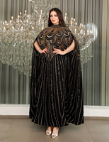Robe de soirée de luxe à col haut, ornée de perles et de cristaux, style droit, longueur cheville, Abaya faite à la main, designs islamiques de Dubaï, robe de soirée
