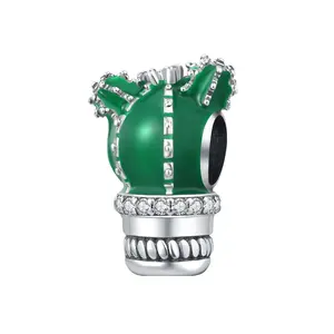 Exquisito y Encantador Colgante Infantil Romántico con Diseño Floral de Rosa, Flor de Cerezo, Cactus, Zirconia, Plateado en Plata y Oro Rosa, para DIY - Product Image 5