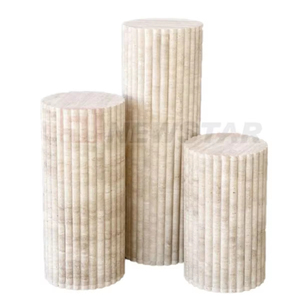 Newstar Hot Bán đồ nội thất nhà trang trí đá cẩm thạch tự nhiên tùy chỉnh biệt thự phòng khách bảng bên travertine Vòng chân đứng - Product Image 1