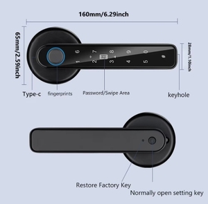 Cerradura Inteligente para Puerta Interior de Madera Tuya con Huella Dactilar y Contraseña, Pestillo Único, Carga USB, Llave Inteligente para Puerta Individual - Product Image 6