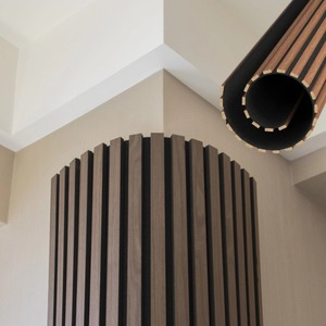 3D trang trí gỗ Veneer Acoustic tường Bảng điều khiển linh hoạt cong gỗ slat MDF bảng cách âm akupanel - Product Image 3