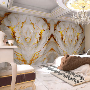 แผ่นหินอ่อนสีขาวแผ่นหนังสือสีทองเงางามแผ่นหินเผารูปแบบขนาดใหญ่การตกแต่งภายในผนังหรูหรากระเบื้องเคลือบเงา - Product Image 2