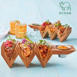 Soportes de Taco de diseño ingenioso asequible con taza de condimentos Soporte de taco hecho a mano Bandeja de taco llamativa - Product Image 4