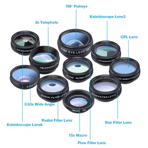 Apexel 新的趋势望远镜移动镜头便携式移动手机相机 10 合 1 镜头套件为 iphone 鱼眼镜头