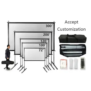 Customize any size outdoor cheapest movable outdoor fast foldable projector screen for projection part music corner