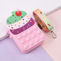 Jouets pour enfants porte-monnaie en silicone presse à bulles en forme de crème glacée petit sac à bandoulière porte-monnaie