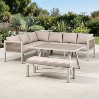 Table à manger en aluminium BHR pour 7 personnes, ensemble de canapés d'extérieur, ensemble de meubles de jardin, tables à manger, bancs, canapé d'angle modulable