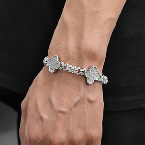 Joyería fina, trébol de cuatro hojas, pulsera de cadena de eslabones cubanos, circón de una sola fila con punta de oro/plata para mujer - Product Image 4
