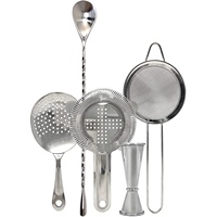 Juego de Coladores de Cóctel de Acero Inoxidable Pulido, 5 Piezas, Herramientas de Bar con Colador Julep Hawthorne de Malla Fina y Jigger para Bar en Casa