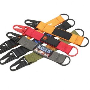 Custom Outdoor Tactical PVC Rubber Patch Label Nylon Webbing Short <b>Lanyard</b> High-quality Metal Hook Fabric Keychain <b>Lanyard</b> - Product Image 1