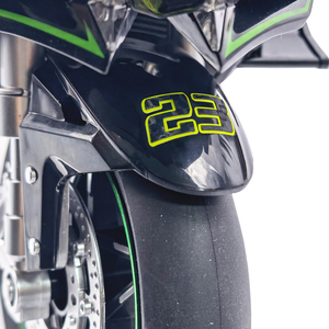 Autocollants décoratifs pour <span class=keywords><strong>moto</strong></span> et voiture en fibre de carbone noir avec bord jaune fluorescent, numéros numériques personnalisés - Product Image 2