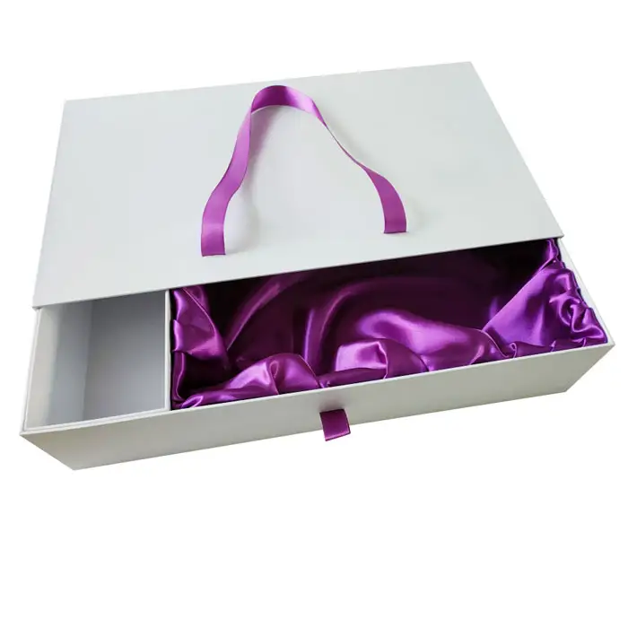Custom Hair Bundles Packaging Boxes Extension Bags with Satin Human Weave Hair Gift Storage Box with Ribbon Closure for Wig