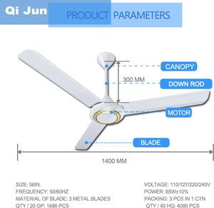 Ventilador <span class=keywords><strong>de</strong></span> Techo Industrial Mecánico <span class=keywords><strong>de</strong></span> CA OEM <span class=keywords><strong>de</strong></span> 48, 56, 60 Pulgadas (1200, 1400 mm) para Enfriamiento <span class=keywords><strong>de</strong></span> Aire, Eléctrico, Metálico, Doméstico, con Rotación <span class=keywords><strong>de</strong></span> 360 Grados - Product Image 4