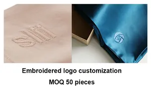 Oeko-tex ile özel nakış logosu 6A dut ipek yastık kılıfı 100% saf ipek yastık kılıfı
