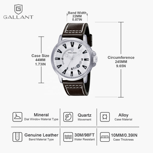 GALLANT in acciaio inox vetro minerale Giapponese movimento al quarzo data quadrante luminoso 5 ATM degli uomini orologi da polso - Product Image 6