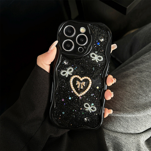 Custodia in Resina Epossidica con Strass per <span class=keywords><strong>iPhone</strong></span> 16 Pro Max, Glitter, Paillettes a Stella e Cuore, Completamente Avvolgente per Phone 14, 15 Pro Max, 13, 12, 11, 17 Pro Max - Product Image 5