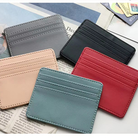 Porte-cartes d'identité fin en cuir de vachette pleine fleur, étui pour cartes de crédit homme/femme, pochette de poche avant, nouveau portefeuille minimaliste mini